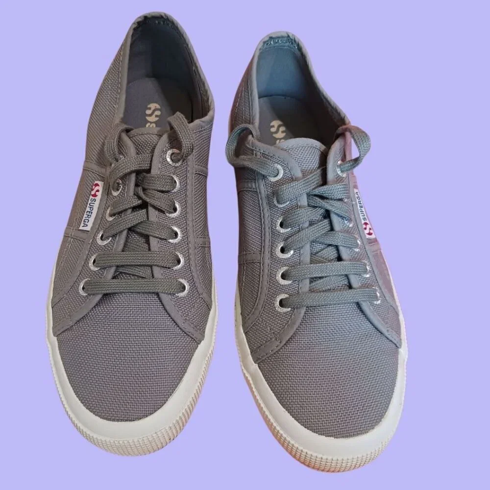Superga 2750 Cotu Classic Grey Sage Canvas Lace-Up Sneakers Size 9.5